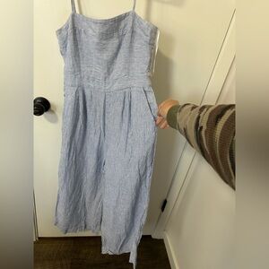 J. Crew Strapless Blue and White Dress